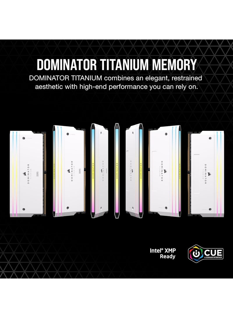 كورسير Dominator Titanium RGB DDR5 RAM 32GB (2x16GB) DDR5 6400MHz CL32 Intel XMP iCUE Compatible Computer Memory - CMP32GX5M2B6400C32W | White  - Image 3