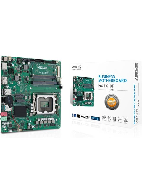 PRO H610T-CSM Intel Mini ITX Motherboard, DDR5 LGA 1700, 2 SATA 6Gb/s, M.2 Slot, Realtek Ethernet, DisplayPort, HDMI, USB 3.2 Gen 2 and Type-C