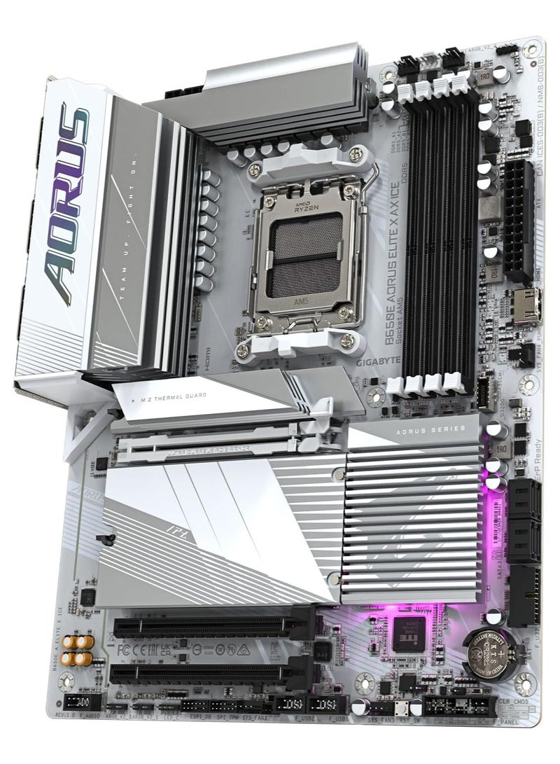 GIGABYTE AORUS Elite X AX ICE AM5 LGA 1718 AMD B650 ATX Motherboard with 5-Year Warranty, DDR5, 3X M.2, PCIe 5.0, USB 3.2 Gen2X2 Type-C, WIFI 6E, 2.5GbE LAN, Q-Flash Plus, EZ-Latch Plus - B650E  - Image 4