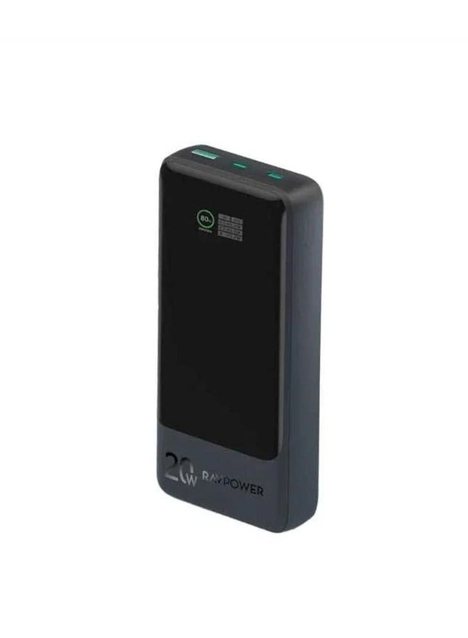 RAVPOWER 10000 mAh RAVPower 20W 10000mAh Dual USB-C Power Bank With Display Black  - Image 1