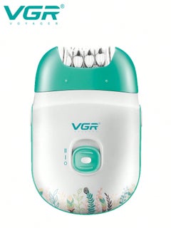 VGR Epilator for Women-Cordless Epilators Electric 2 Speeds and 18 Tweezers for Face Legs Arms Armpit Bikini Green  - Image 1