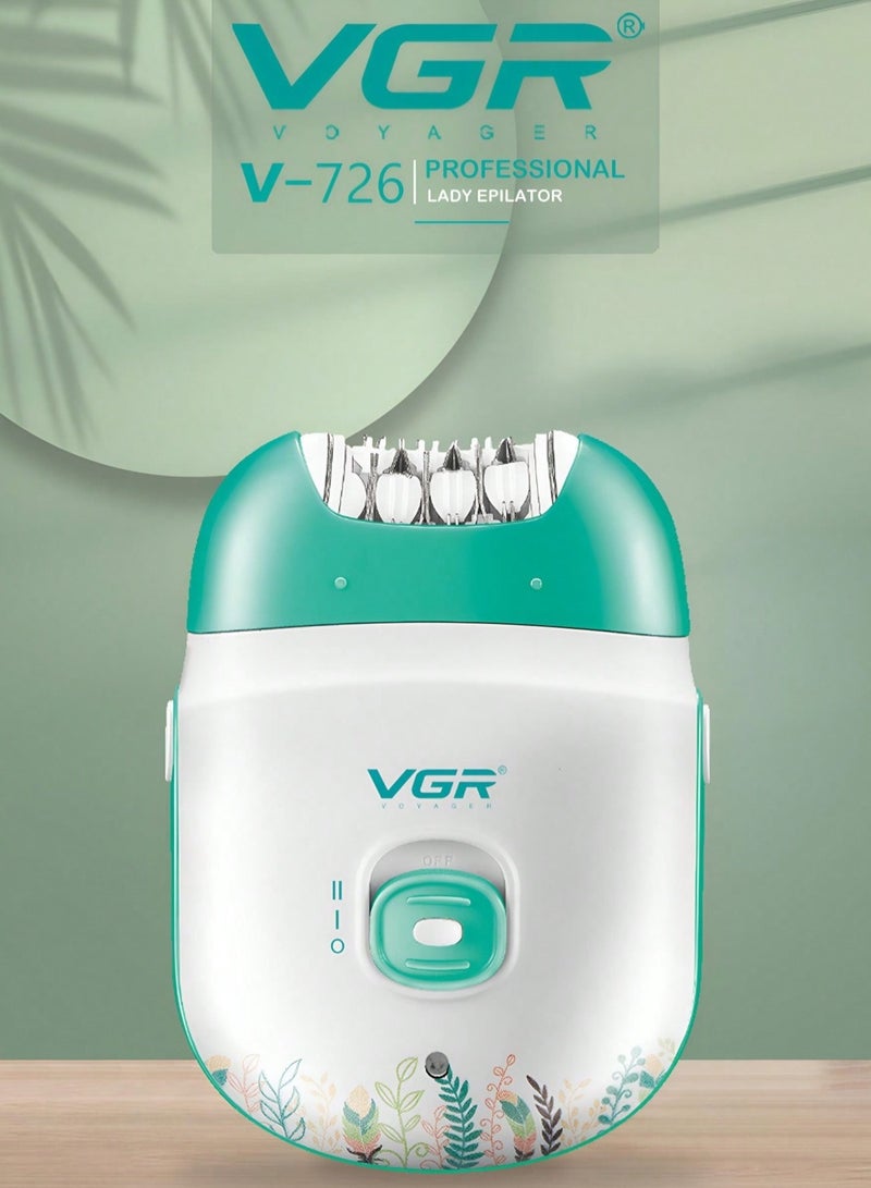في جي آر Epilator for Women-Cordless Epilators Electric 2 Speeds and 18 Tweezers for Face Legs Arms Armpit Bikini Green  - Image 4