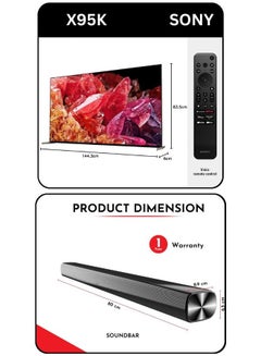 Sony Bravia XR 65 Inch 4K Mini LED TV & 2.0 Ch Soundbar Bundle with Google TV, Dolby Atmos, 4K Gaming & USB, HDMI ARC, & 3D Immersive Sound XR-65X95K+SOUNDBAR black  - Image 2