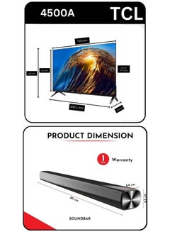 TCL 32 Inch HD Smart TV & Soundbar Bundle – HDR, Ai-CLARITY & Bezel-less Design | Immersive 2-Channel Sound, USB, HDMI, Bluetooth & More 32S4500A+SOUNDBAR black  - Image 2