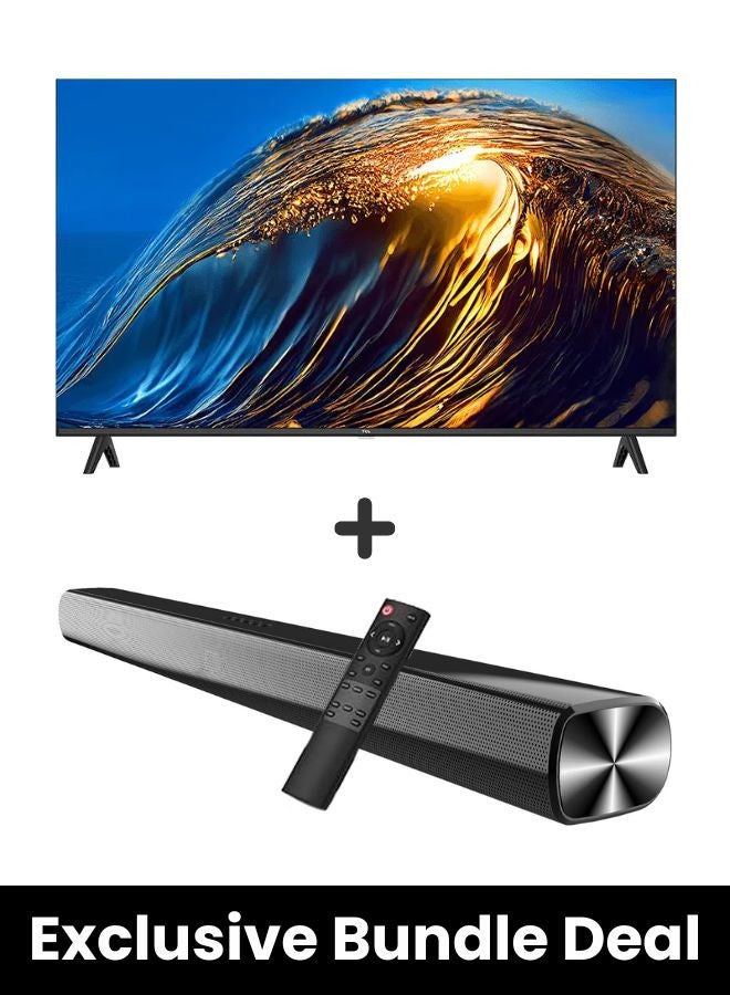 TCL 32 Inch HD Smart TV & Soundbar Bundle – HDR, Ai-CLARITY & Bezel-less Design | Immersive 2-Channel Sound, USB, HDMI, Bluetooth & More 32S4500A+SOUNDBAR black - Image 1