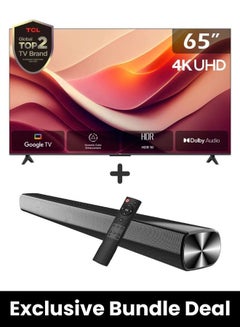 TCL 65-Inch P69B 4K UHD TV & Soundbar Bundle – HDR10, Dolby Audio, T-SCREEN, Google TV | Immersive 2-Channel Sound, USB, HDMI, Bluetooth & More 65P69B+SOUNDBAR black  - Image 1