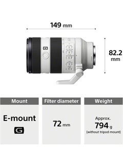 Sony FE 70-200mm F4 Macro G OSS II Lens – Full-Frame E-Mount Telephoto Zoom with Optical Stabilization, Fast Autofocus & 1:2 Magnification White  - Image 4