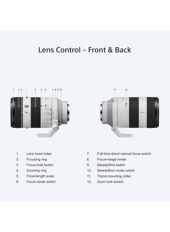 Sony - FE 70-200mm F4 Macro G OSS II Lens – Full-Frame E-Mount Telephoto Zoom with Optical Stabilization, Fast Autofocus & 1:2 Magnification White - Image 1