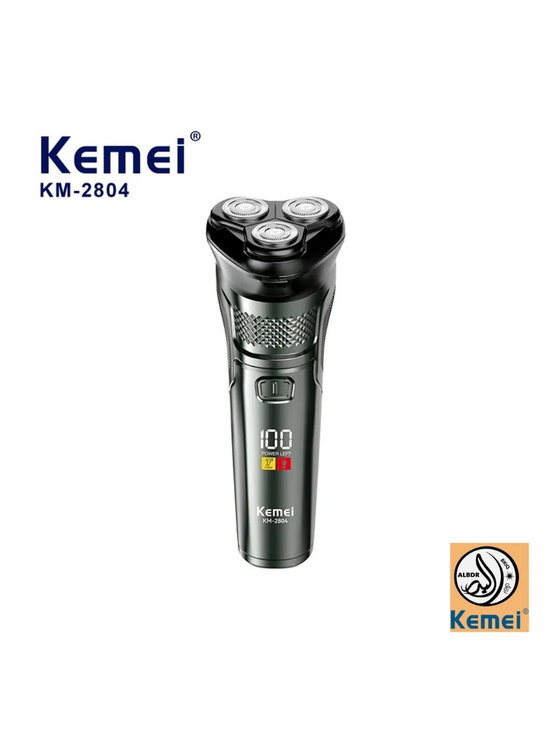 Kemei Professional Triple Head Facial Hair Remover Trimmer Smoothing Shaver 3D Floating Blades Rotating Cordless Powerful Men's Multi-color USB Charging KEMEI km-2804 - Image 5