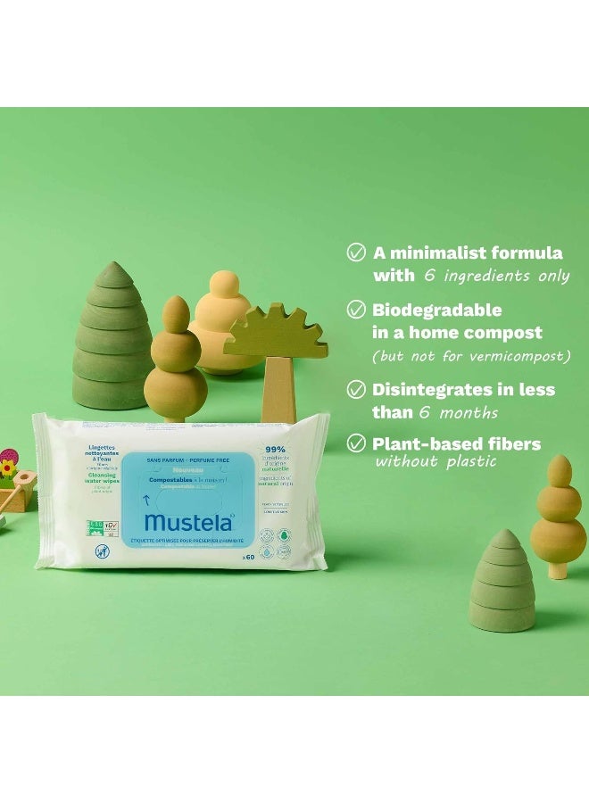 Mustela Home Compostable Fragrance-Free Cleansing Water Wipes with Natural Avocado - Image 3