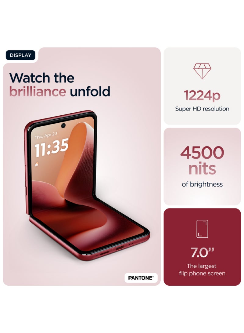 Motorola - Razr 60 Ultra 5G Dual SIM Rio Red 16GB RAM 512 GB With Free (Moto Buds Plus + 6 Months Screen Damage Protection) - Middle East Version - Image 1