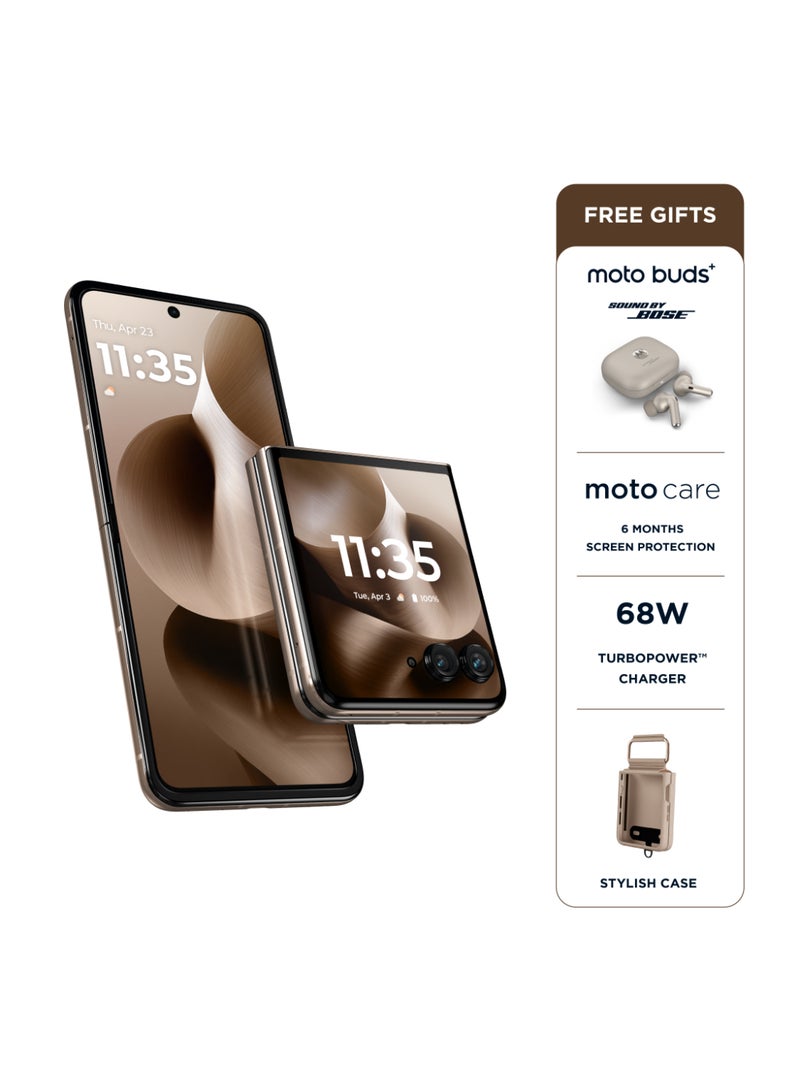 موتورولا Razr 60 Ultra 5G Dual SIM Mountain Trail 16GB RAM 512 GB With Free (Moto Buds Plus + 6 Months Screen Damage Protection) - Middle East Version  - Image 1