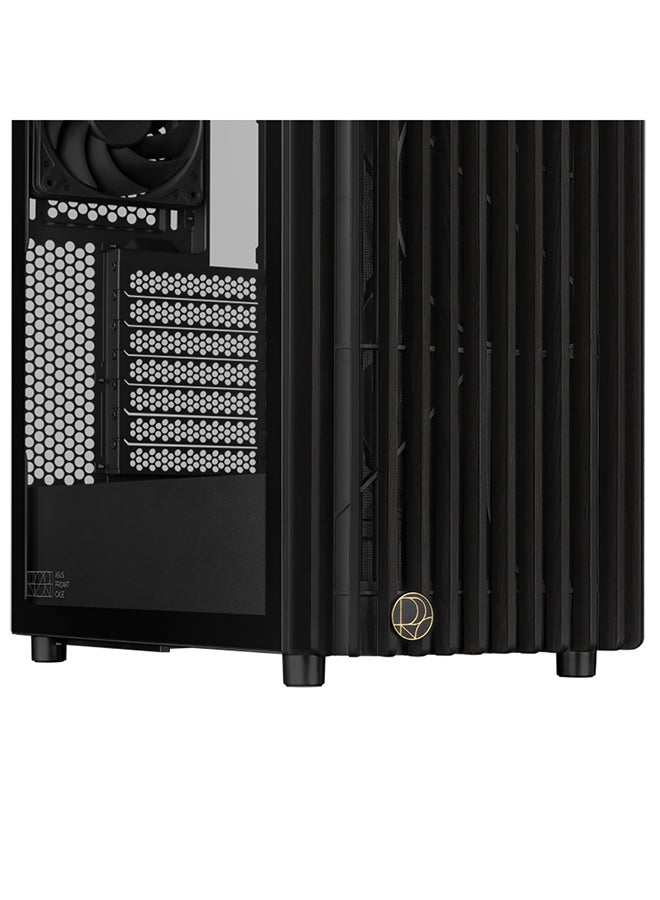 أسوس - ProArt PA401 Wood Edition ATX Mid-Tower Case, Tempered Glass, FSC Ash Wood Front, USB-C, 2x 160mm & 1x 120mm Fans, 2x 2.5” + 2x 2.5”/3.5” Bays, 7 Slots, 240mm Radiator Support, GPU 315mm, CPU Cooler 160mm, Fan Hub, Dust Filters | 90DC00M0-B39000 black - Image 1