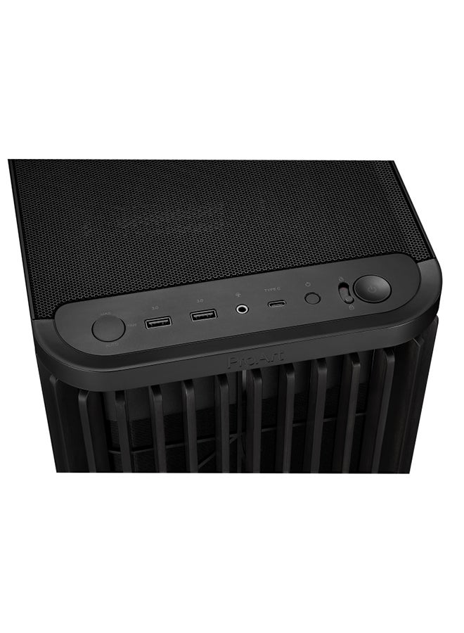 أسوس - ProArt PA401 Wood Edition ATX Mid-Tower Case, Tempered Glass, FSC Ash Wood Front, USB-C, 2x 160mm & 1x 120mm Fans, 2x 2.5” + 2x 2.5”/3.5” Bays, 7 Slots, 240mm Radiator Support, GPU 315mm, CPU Cooler 160mm, Fan Hub, Dust Filters | 90DC00M0-B39000 black - Image 1
