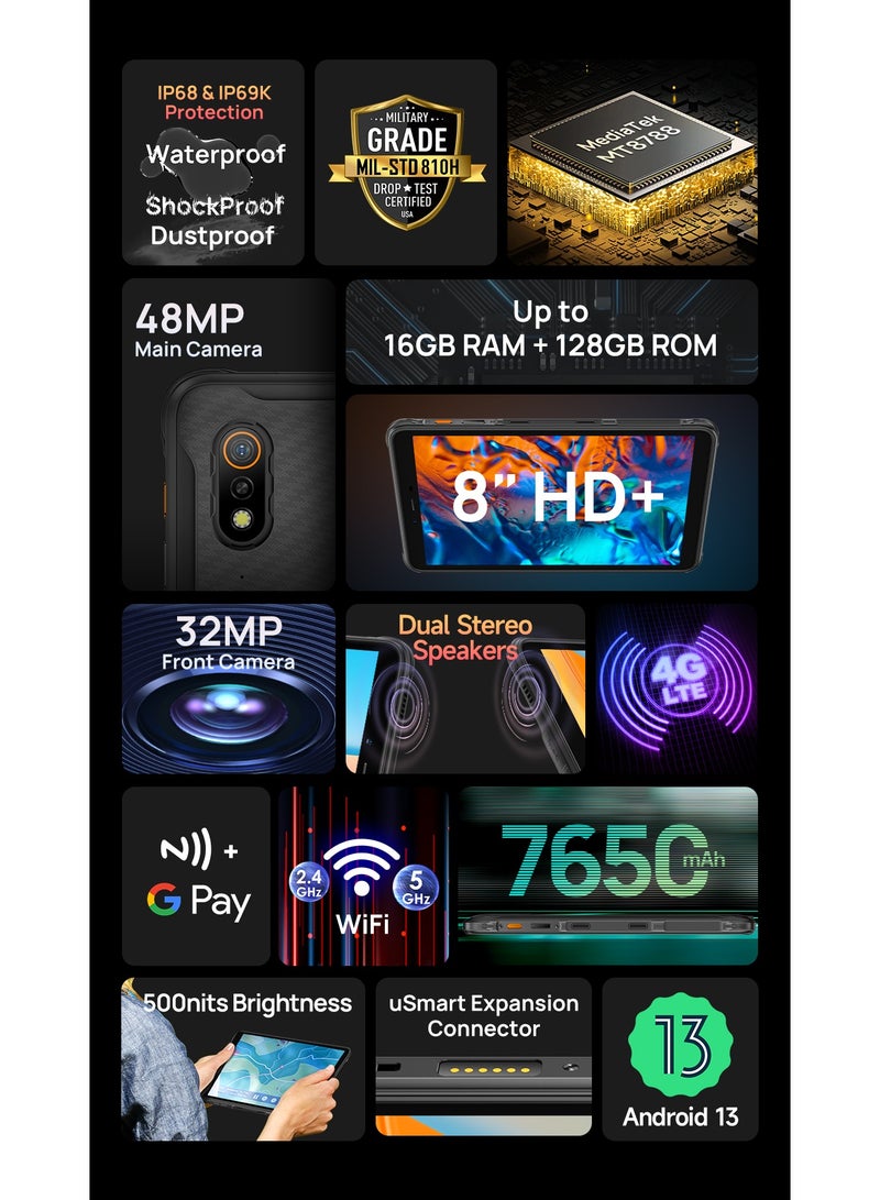 Ulefone ARMOR PAD PRO 8GB RAM 128GB ROM 7650mAh BATTARY 8" INCH HD+ DISPLAY NFC  - Image 3