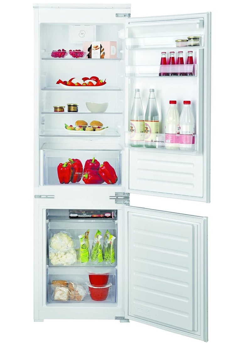 أريستون Built In Refrigerator 258 Liters, 2 Doors Fridge With Bottom Freezer & Right Reversible Door Hinge, LED Interior Light, 7 Segments Electronic Control, Made In Italy BCB7030DEX white  - Image 4