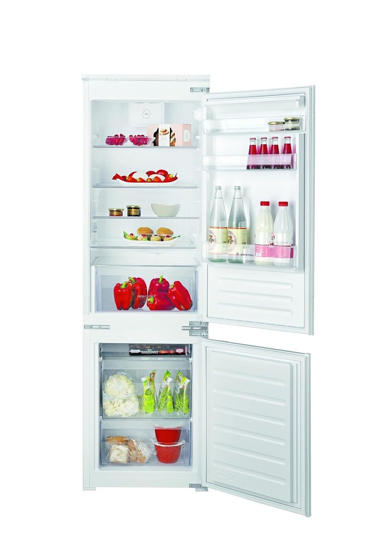 أريستون Built In Refrigerator 258 Liters, 2 Doors Fridge With Bottom Freezer & Right Reversible Door Hinge, LED Interior Light, 7 Segments Electronic Control, Made In Italy BCB7030DEX white  - Image 2