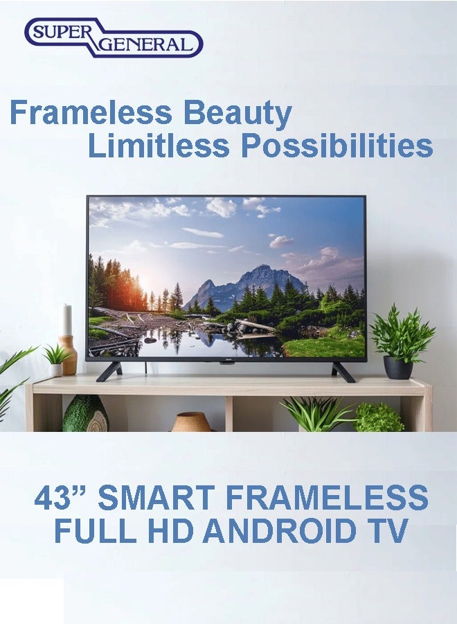 SUPER GENERAL - 43 Inch Smart LED TV | HD 1366 x 768 Resolution | Android TV with Wi-Fi & DLNA | Quad-Core Processor | 16W Speaker Power | 2x HDMI, 2x USB | Netflix, YouTube, Shahid and MAXHUB SHARE Feature SGLED43PS12TS2 black - Image 1