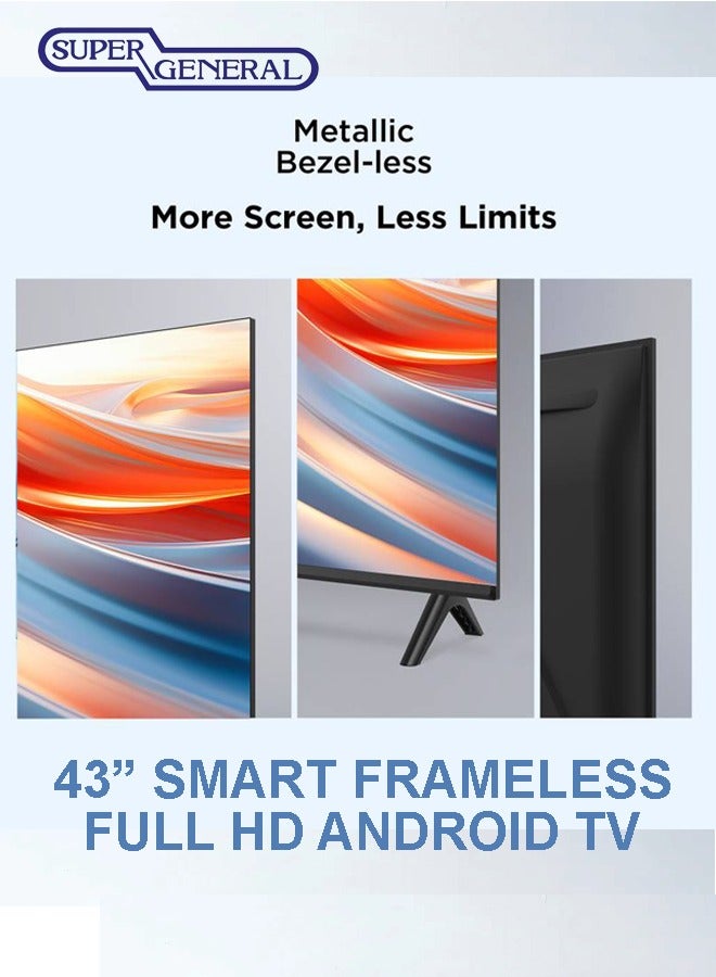 SUPER GENERAL - 43 Inch Smart LED TV | HD 1366 x 768 Resolution | Android TV with Wi-Fi & DLNA | Quad-Core Processor | 16W Speaker Power | 2x HDMI, 2x USB | Netflix, YouTube, Shahid and MAXHUB SHARE Feature SGLED43PS12TS2 black - Image 1