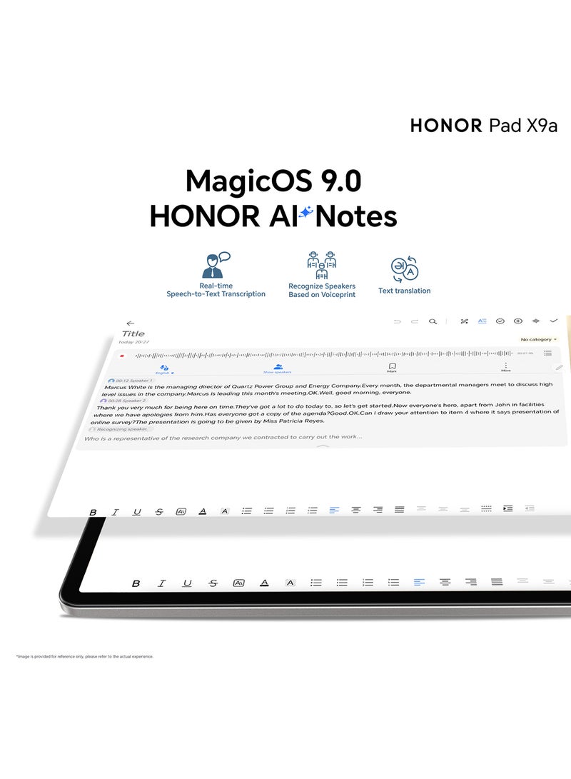 Honor - Pad X9a 11.5 Inch Grey 8GB RAM 128GB Wi-Fi With Free Protective Flip Cover - Middle East Version - Image 1