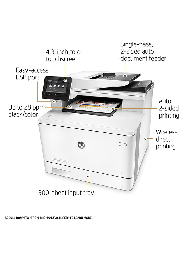 HP Renewed - Color LaserJet Pro Multifunction Wireless Printer White - Image 4