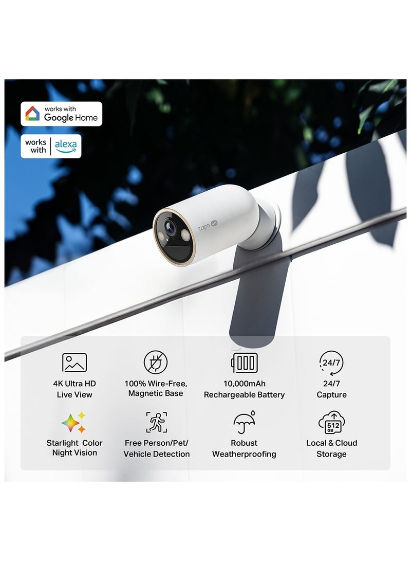 TP-LINK - C460, 4K-8MP, Dual-Band WiFi Battery-Powered Outdoor Security Camera|Free  AI Detection-Person, Pet & Vehicle|Starlight Color Night Vision|IP66 Weatherproof|Magnetic Base|Advanced Features, Subscription-Free - Image 1