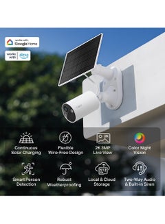 TP-LINK TC82 KIT, 2K Solar-Powered Security Camera Kit|Free Smart Person Detection|Color Night Vision|IP65 Weatherproof|No Hub Required|Intelligent Phone Notifications|Flexible Storage Options  - Image 2