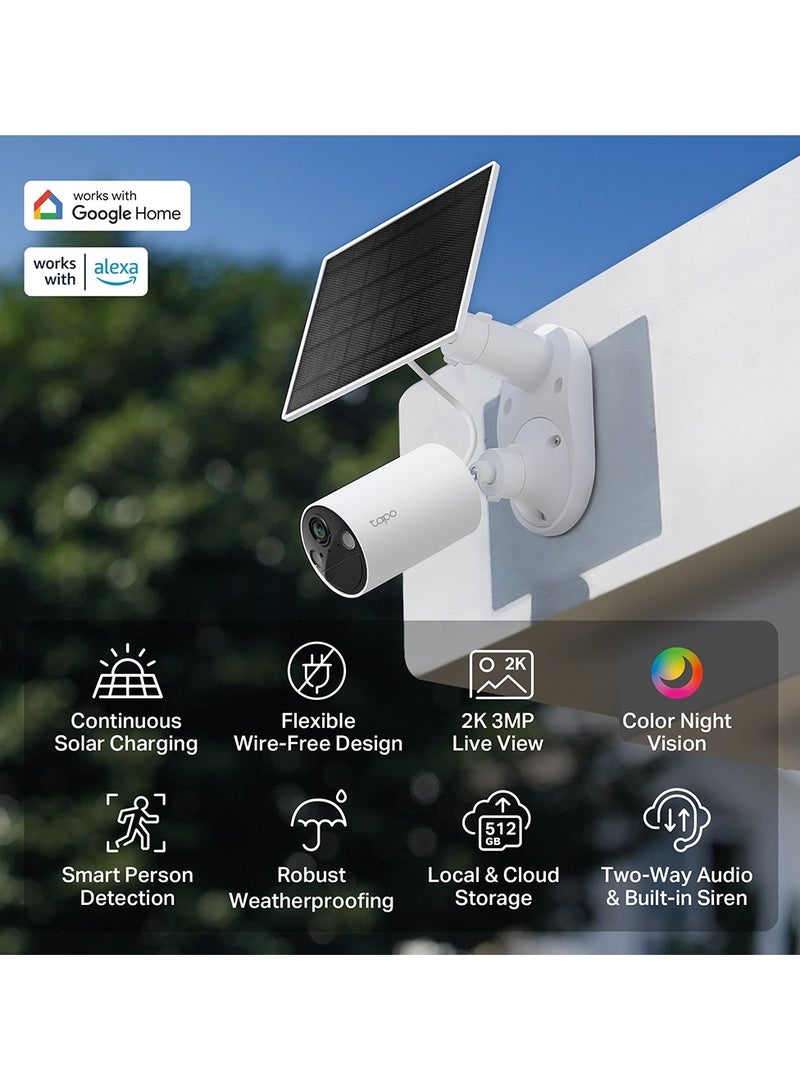 TP-LINK - TC82 KIT, 2K Solar-Powered Security Camera Kit|Free Smart Person Detection|Color Night Vision|IP65 Weatherproof|No Hub Required|Intelligent Phone Notifications|Flexible Storage Options - Image 1