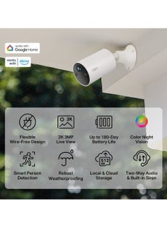 TP-LINK TC82, 2K Smart Wire-Free Indoor/Outdoor Security Camera|Smart Person Detection|Color Night Vision|Battery-Powered|Up to 180-Day Battery Life|No Hub Required|Up to 512 GB Local microSD Storage  - Image 4