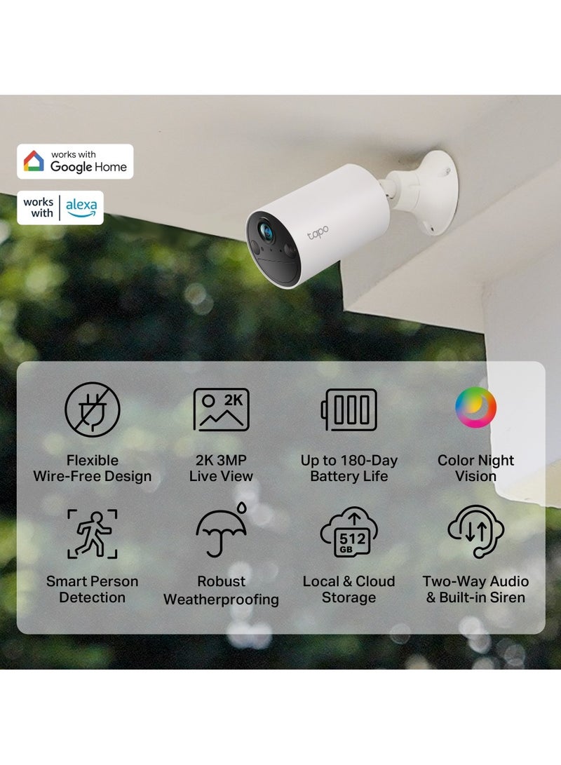 TP-LINK - TC82, 2K Smart Wire-Free Indoor/Outdoor Security Camera|Smart Person Detection|Color Night Vision|Battery-Powered|Up to 180-Day Battery Life|No Hub Required|Up to 512 GB Local microSD Storage - Image 1