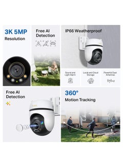 TP-LINK C530WS 3K 5MP Outdoor Pan/Tilt Security Wi-Fi Camera|360°   Motion Tracking|Free AI Detection-Person, Pet & Vehicle|Starlight Color Night Vision|Sound and Light Alarm|Local and Cloud Storage|Powerful Dual Antennas  - Image 3