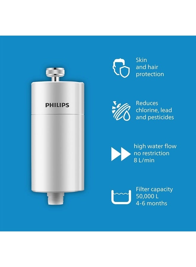 فيليبس - Philips Shower Filter 3-stage Water Softener, Double Mesh Filtration KDF Material, Reducing Chlorine/Impurities/Rust Sediments (Shower Filter Set) - Image 1