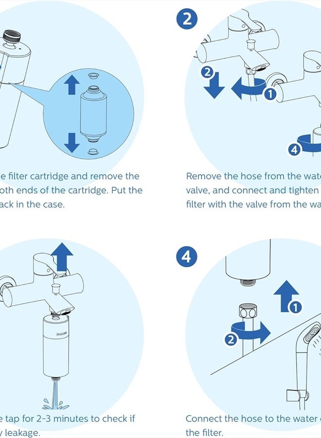 فيليبس - Philips Shower Filter 3-stage Water Softener, Double Mesh Filtration KDF Material, Reducing Chlorine/Impurities/Rust Sediments (Shower Filter Set) - Image 1
