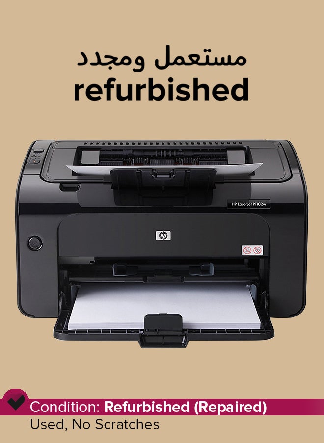 HP Refurbished - LaserJet Pro P1102w Wireless Laser Printer black  - Image 1
