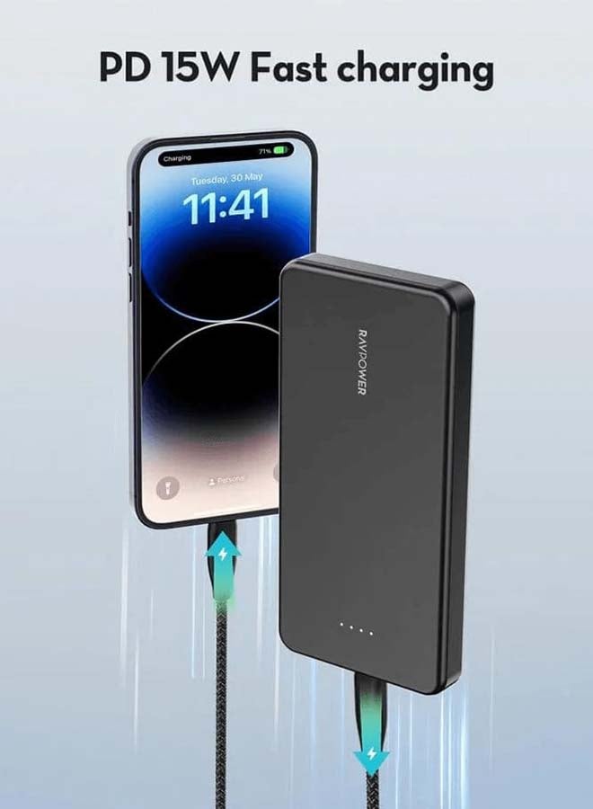 RAVPOWER 10000 mAh RP-PB1215 15W 3-Port Power Bank|18 Months Warranty Black  - Image 2