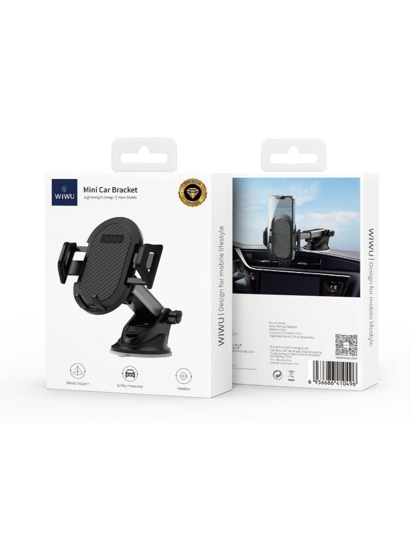 دبليو اي دبليو يو - Mini Car Bracket For Dash Board with Sucker, Lightweight design, 360 degree rotation |18 Months Warranty Black - Image 1