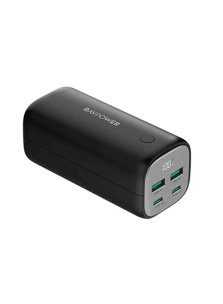 RAVPOWER 20000 mAh RP-PB208 PD Pioneer 70W 4-Port Power Bank 2 Type-C ports and 2 USB-A ports|18 Months Warranty Black  - Image 2