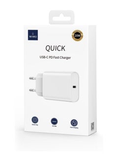 WIWU Quick Series 20W PD Fast Wall Charging Adapter Type-C Port, Smart Chip -|18 Months Warranty White  - Image 4