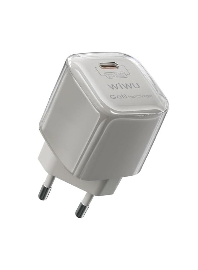 دبليو اي دبليو يو - Jello 20W Power Delivery GaN Fast Charger with EU Plug White - Image 1