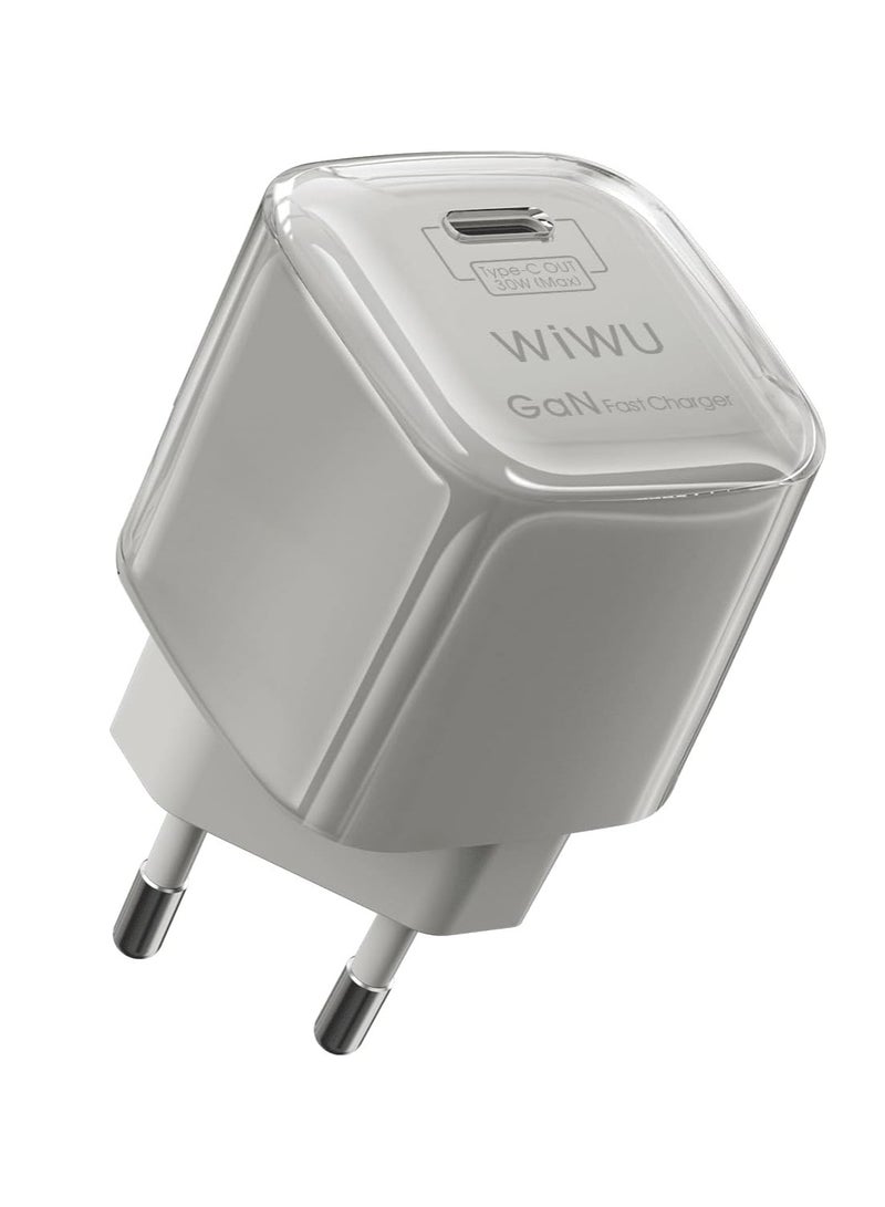 WIWU Wi-U017 Jello 30W Pd Gan Fast Charger+ Cable Sets  Eu Plug+Type-C To Type-C Cable Titanium
