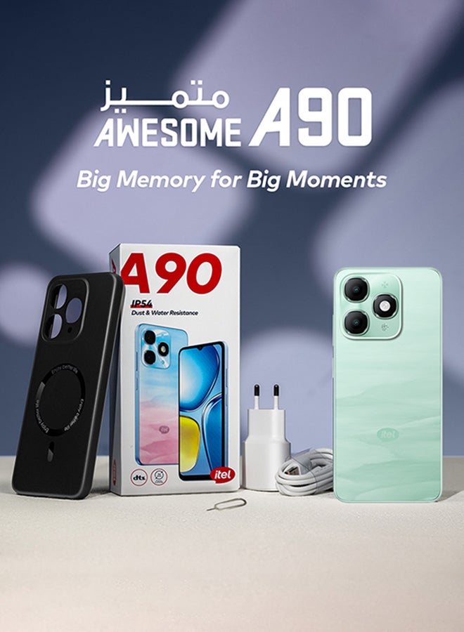 A90 بشريحتين، أخضر كوزميك، 3+5 جيجابايت RAM, مع 128 جيجابايت، 4G – إصدار الشرق الأوسط
