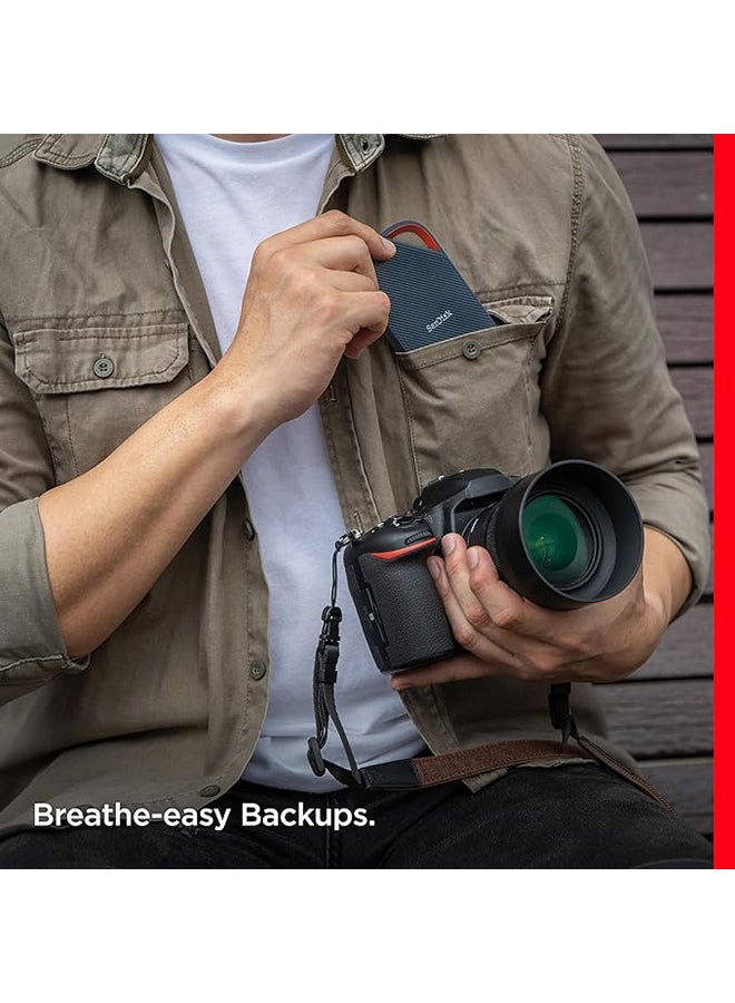 Sandisk - 2TB Extreme PRO Portable SSD with USB4, Up to 3800 MB/s Read and 3700MB/s Write, USB-C, USB 3.2, Backwards Compatible, IP65 Water and Dust Resistance - SDSSDE82-2T00-G25 2 TB - Image 1