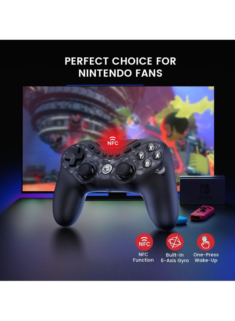 جيم سير - Tarantula T3 Pro Wireless Controller for Switch/PC/iOS/Android with Charging Dock, Bluetooth 2.4G Wired Controller with Anti-Drift TMR Sticks, 9 Mappable Buttons, RGB Lighting,1200mAh, ABXY Layout Switching - Image 1