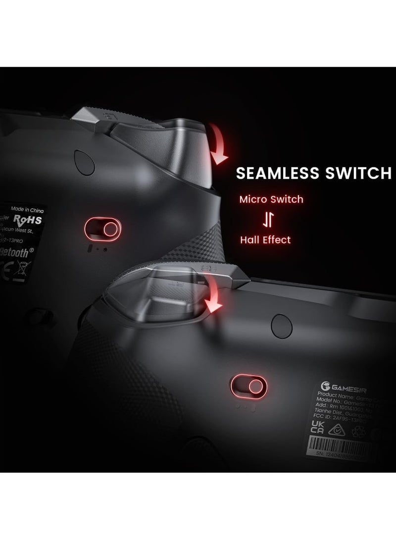 GameSir Tarantula T3 Pro Wireless Controller for Switch/PC/iOS/Android with Charging Dock, Bluetooth 2.4G Wired Controller with Anti-Drift TMR Sticks, 9 Mappable Buttons, RGB Lighting,1200mAh, ABXY Layout Switching  - Image 2