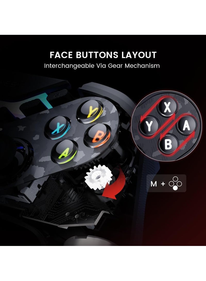 جيم سير - Tarantula T3 Pro Wireless Controller for Switch/PC/iOS/Android with Charging Dock, Bluetooth 2.4G Wired Controller with Anti-Drift TMR Sticks, 9 Mappable Buttons, RGB Lighting,1200mAh, ABXY Layout Switching - Image 1