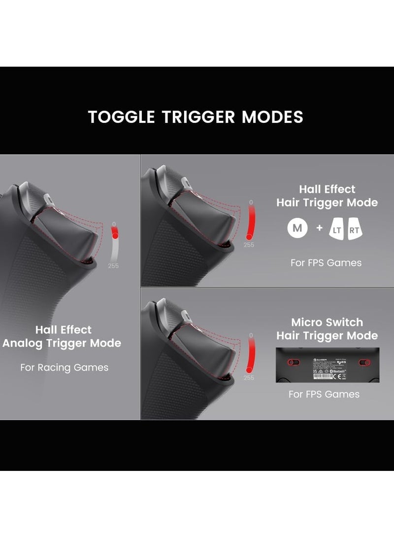 GameSir Tarantula T3 Pro Wireless Controller for Switch/PC/iOS/Android with Charging Dock, Bluetooth 2.4G Wired Controller with Anti-Drift TMR Sticks, 9 Mappable Buttons, RGB Lighting,1200mAh, ABXY Layout Switching  - Image 3