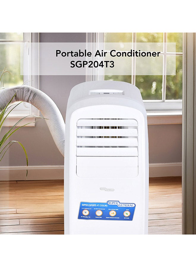 SUPER GENERAL 2 Ton Portable AC, 20,000 btu/h Fan, Dehumidifier, AC, Super Low Noise, 100% Copper Pipes, Water Self-evaporation, Rotary Compressor, R410a Gas SGP204T3 White - Image 2
