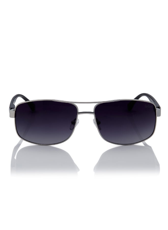 لي كوبر Men's Polarized Sunglasses Silver Frame Gradient Grey Mirror Lens 64mm  - LC1203C02  - Image 1