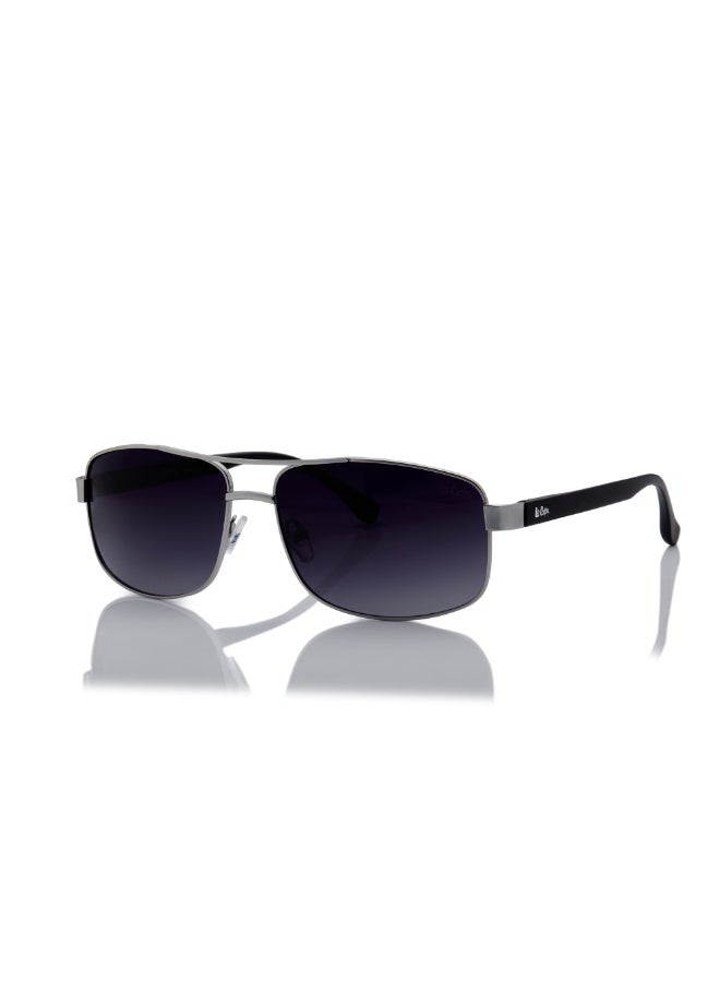 لي كوبر Men's Polarized Sunglasses Silver Frame Gradient Grey Mirror Lens 64mm  - LC1203C02  - Image 2