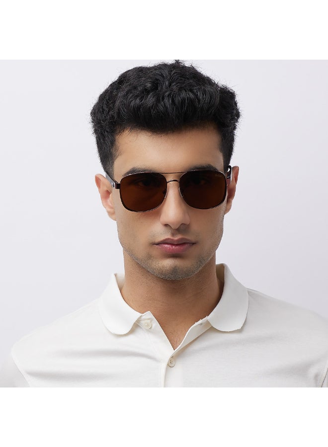 Polarized Sunglasses Matte Dark Red Frame Brown Mirror Lens 59mm  - LC1209C02